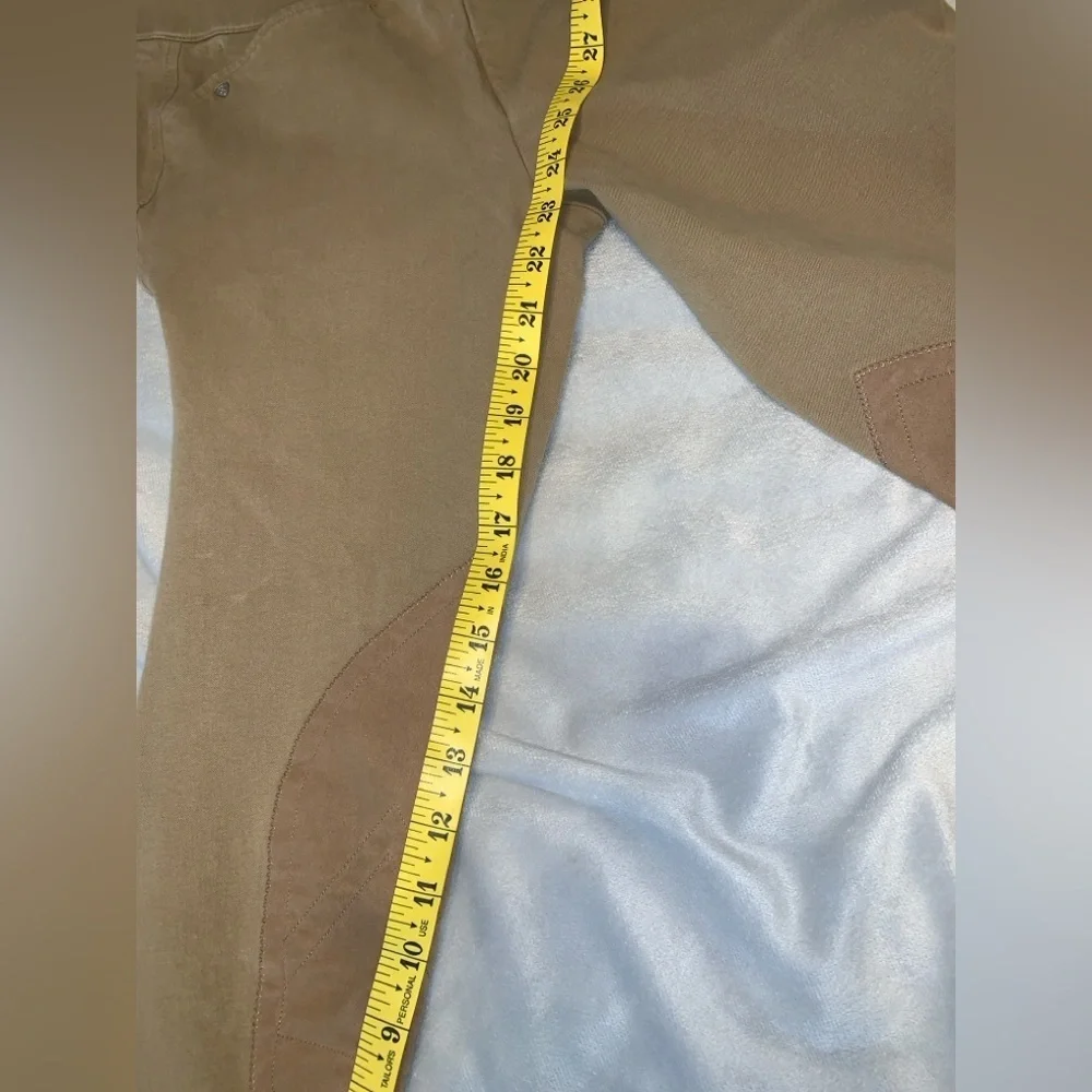 Ariat size 26R cotton riding breeches faux suede grip knee patches tan khaki - Picture 3 of 6